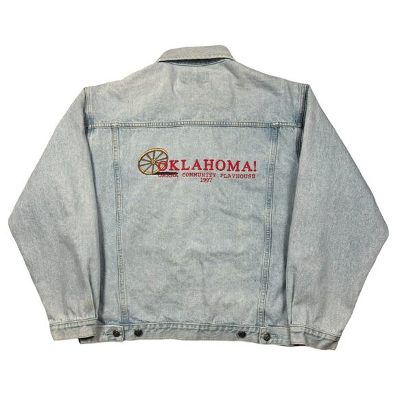Vintage Denim Jacket Men's Large 90s Lightwash‎ Oklahoma Omaha Jean Most Wanted - Picture 1 of 10